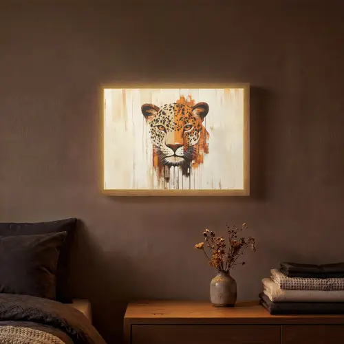 Luipaard - Symmetrisch - Strepen Light Box met batterij (Wandlamp) middel -sfeer4
