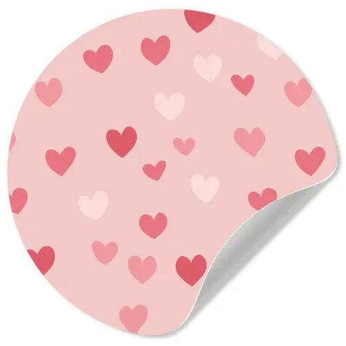 Hartjes - Patroon - Roze - Eenvoudig Wandcirkel behangsticker klein -3d