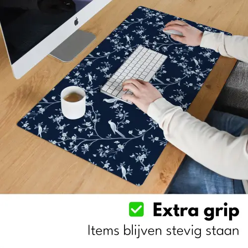 Grafisch - Bloesemtak - Blauw Muismat XXL klein 681 -sfeer3