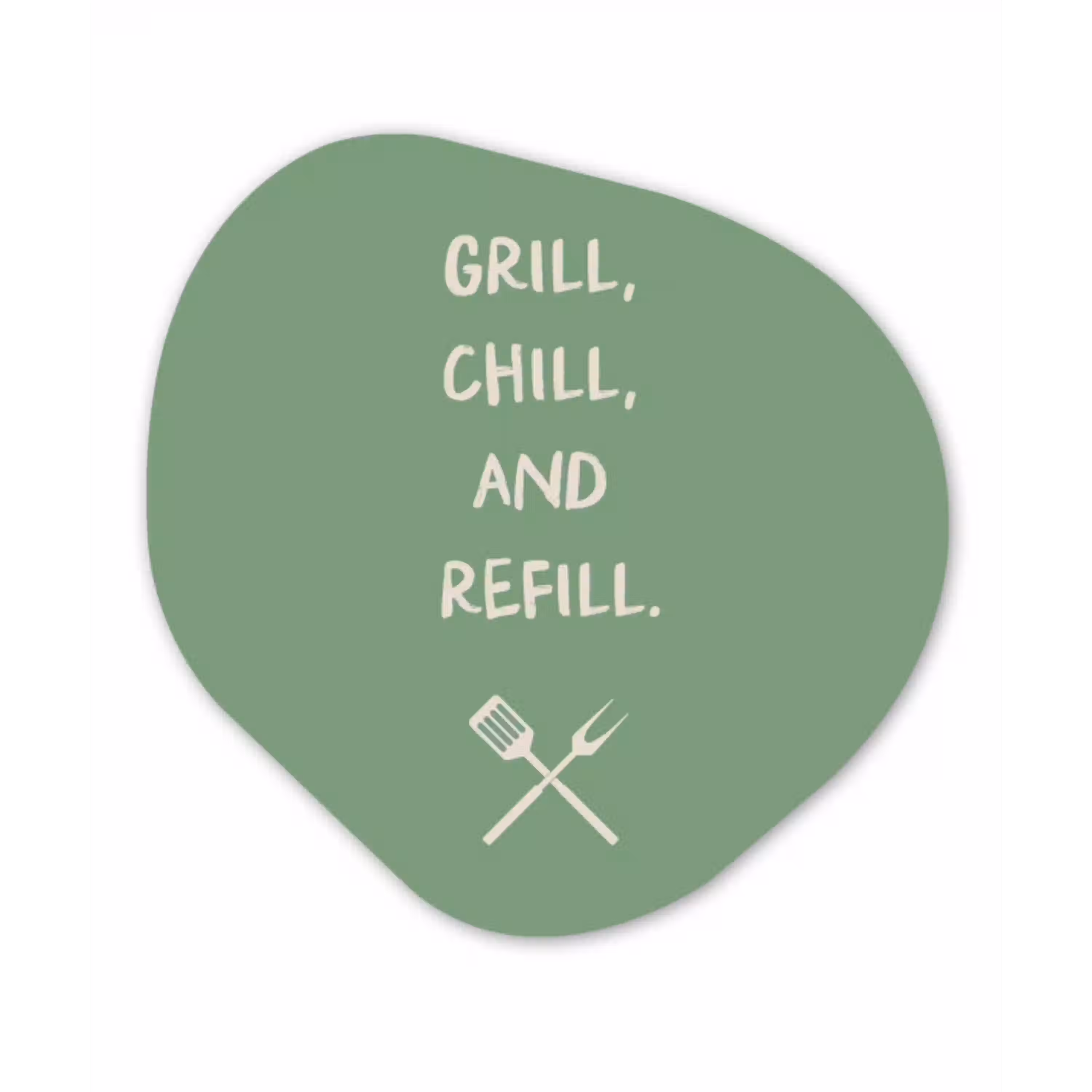 Grill - Groen - Zomer - Quote Wandcirkel Organisch Plexiglas middel -3d