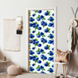 Bessen - Patroon - Blauw deurposter klein 289 -sfeer6