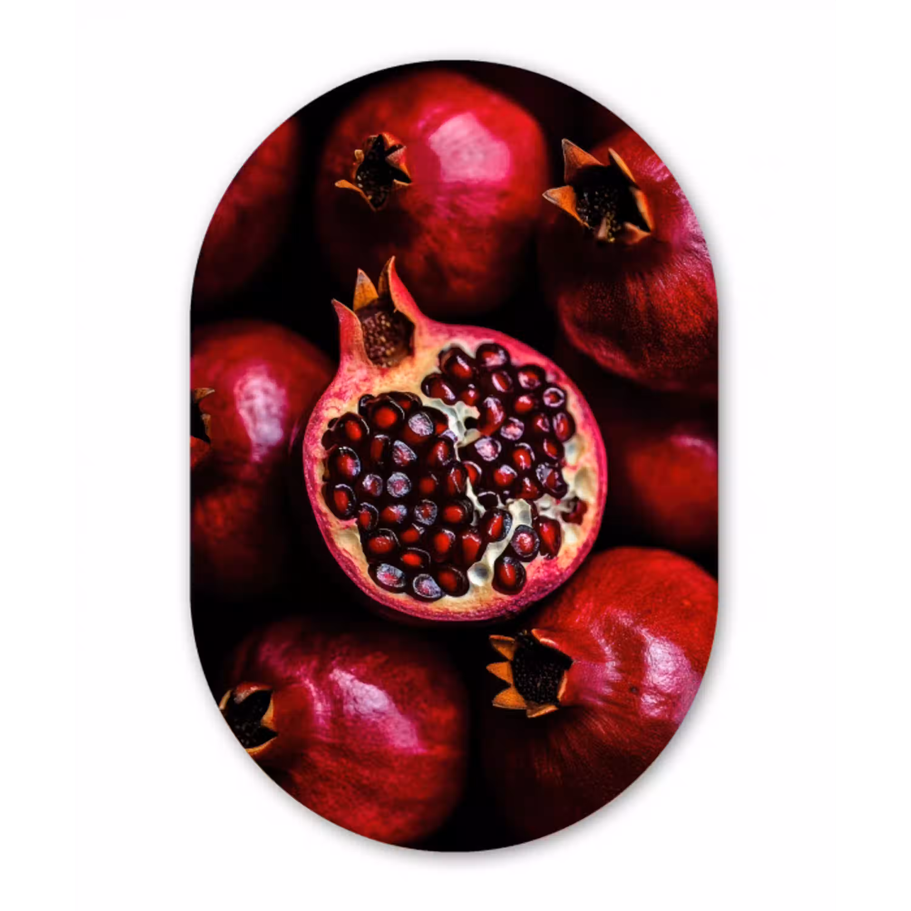 Granaatappel - Rood - Fruit Wandcirkel Ovaal Aluminium middel -3d