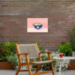 Noodles - Kom - Blauw - Illustratie Tuinposter op houten frame 2 cm dik klein -sfeer3