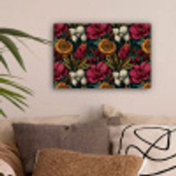 Bloemen - Patroon - Rood - Goud canvas 2cm klein 34 -sfeer1