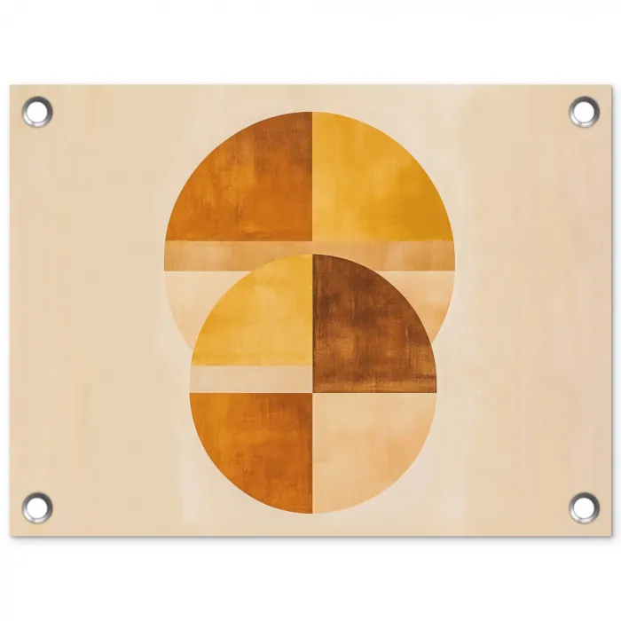 Cirkels - Geel - Minimalistisch tuinposter los doek klein -3d