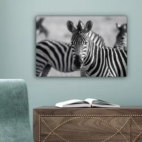 Zebra's - Zwart - Wit canvas 2cm klein -sfeer4