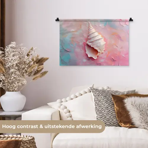 Schelp - Pastel - Pink Wandkleed katoen klein -sfeer1