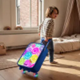 Kleurrijke glimlachexplosie Kinderkoffer - Blauw klein -sfeer1
