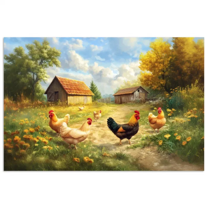 Kippen - Landelijke rust - Natuur poster papier klein -3d