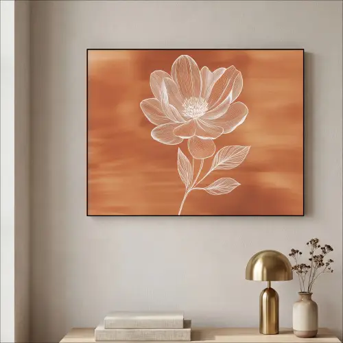 Bloem - Minimalistisch - Wit Textielframe zwart klein -sfeer2