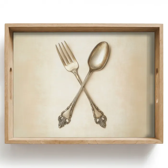 Beige - Vintage - Bestek Dienblad Rechthoek middel -z3d_shopping