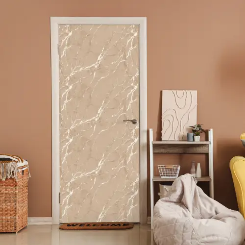 Beige - Marmer - Organisch - Wit deurposter klein 289 -sfeer1