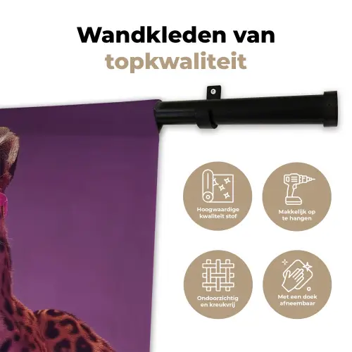 Panter - Zonnebril - Kauwgombel - Roze Wandkleed katoen klein -sfeer2