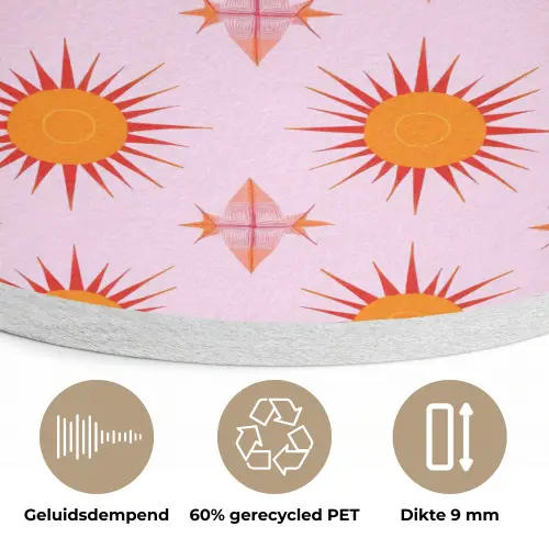 Zon - Patroon - Roze Akoestische PET Vilt - Rond klein 838 -closeup_NL