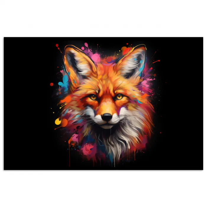 Graffiti - Vos - Zwart - Pop art poster papier klein -3d