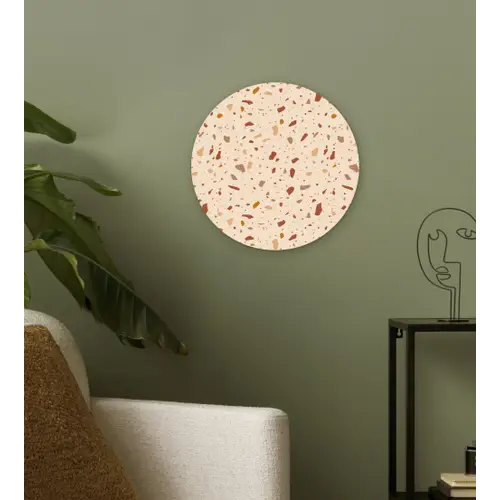 Terrazzo -  Patroon - Kleurrijk - Steen Wandcirkel kunststof plaat 5mm dik klein 188 -sfeer3