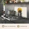 Zwart palmblad - Gouden cirkel - Beige achtergrond keuken achterwand spatscherm klein -usp_NL