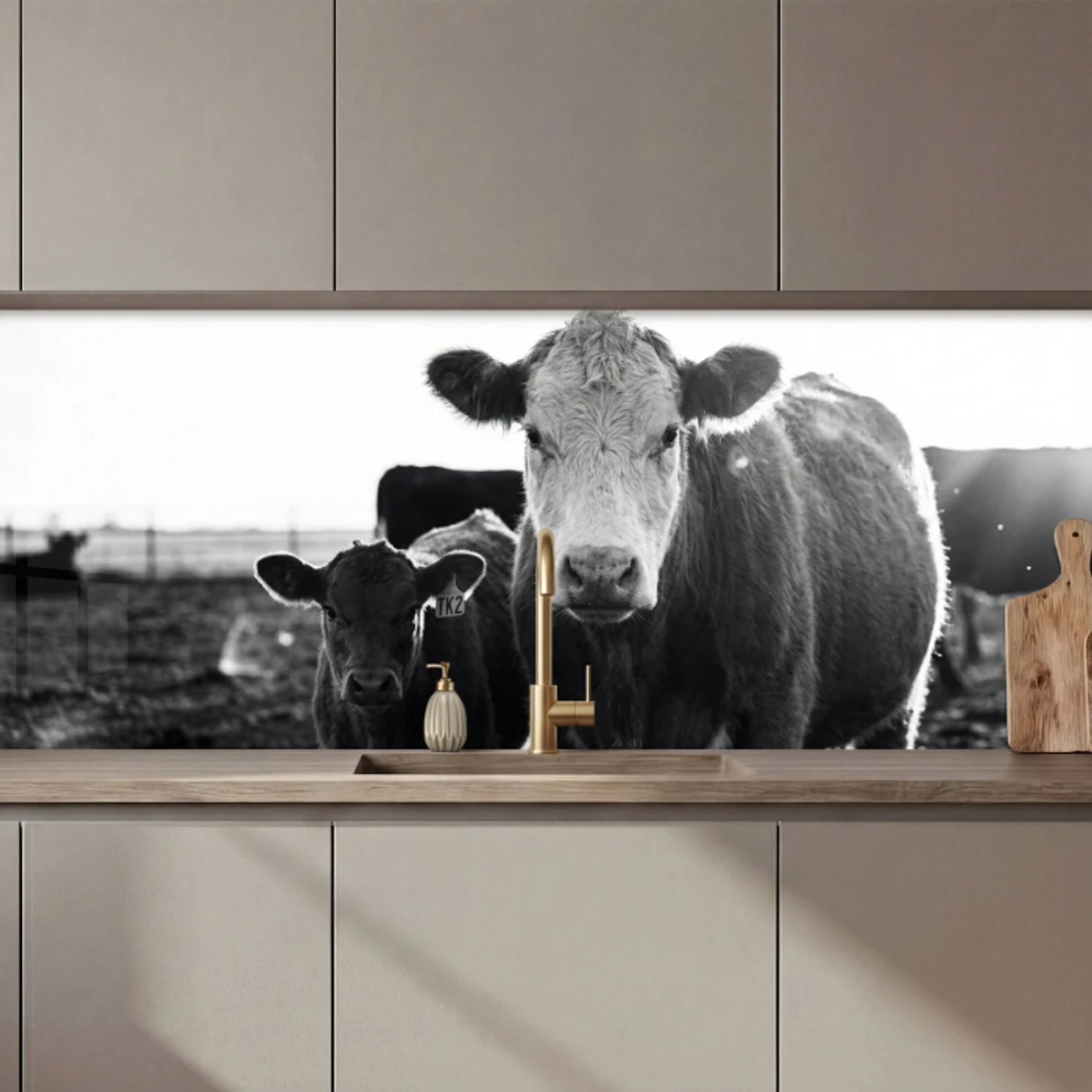 Koeien - Zwart - Wit keuken achterwand 2 middel zz_3dshopping