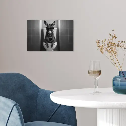 Ezel - Telefoon - Toilet - Zwart - Wit poster papier klein -sfeer3