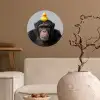 Chimpansee - Badeend - Grijs Wandcirkel behangsticker klein -sfeer1