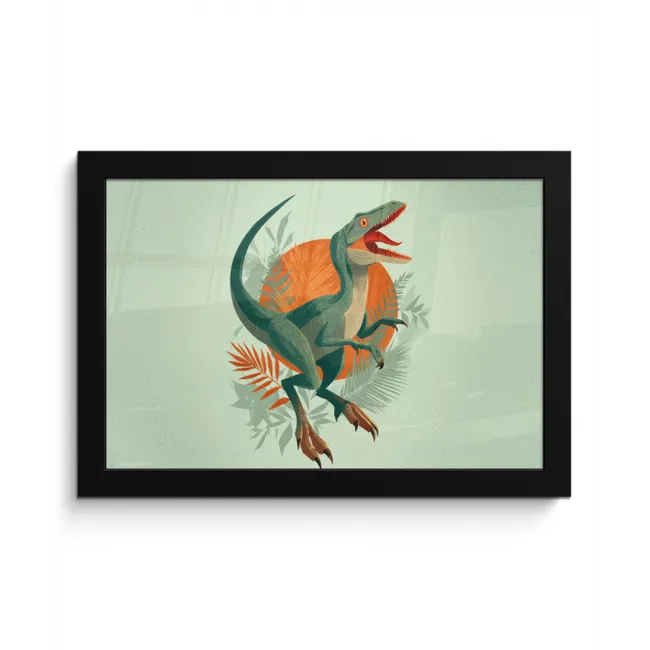 Dino - Bladeren - Grafisch - Groen fotolijst zwart zonder passe partout klein -3d