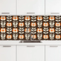 Bloemen - Retro - Bruin keuken achterwand 2 middel 871 -3d