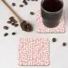 Doolhofpatroon - Roze - Wit - Abstract onderzetter kurk middel 366 -sfeer2