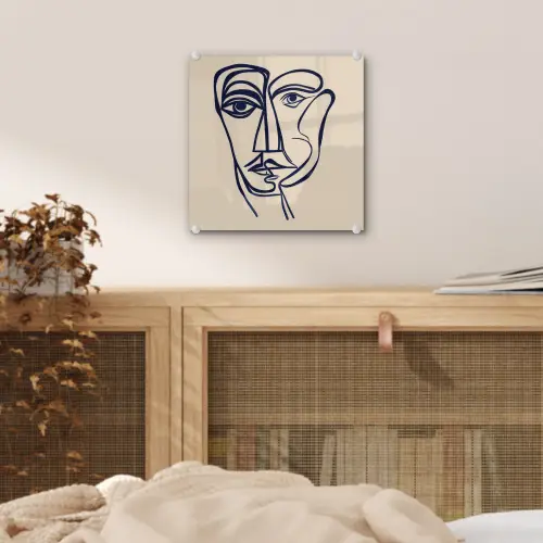 Minimalistisch - Lijnillustratie - Beige - Donkerblauw plexiglas 5mm klein -sfeer4