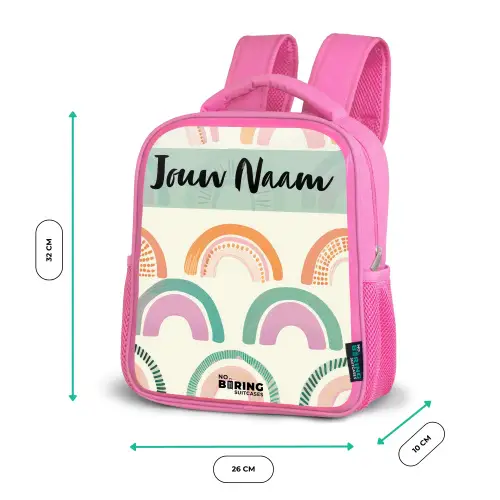 Regenboog - Pastel - Patroon Kinderrugzak - Roze middel -productfoto_formaten