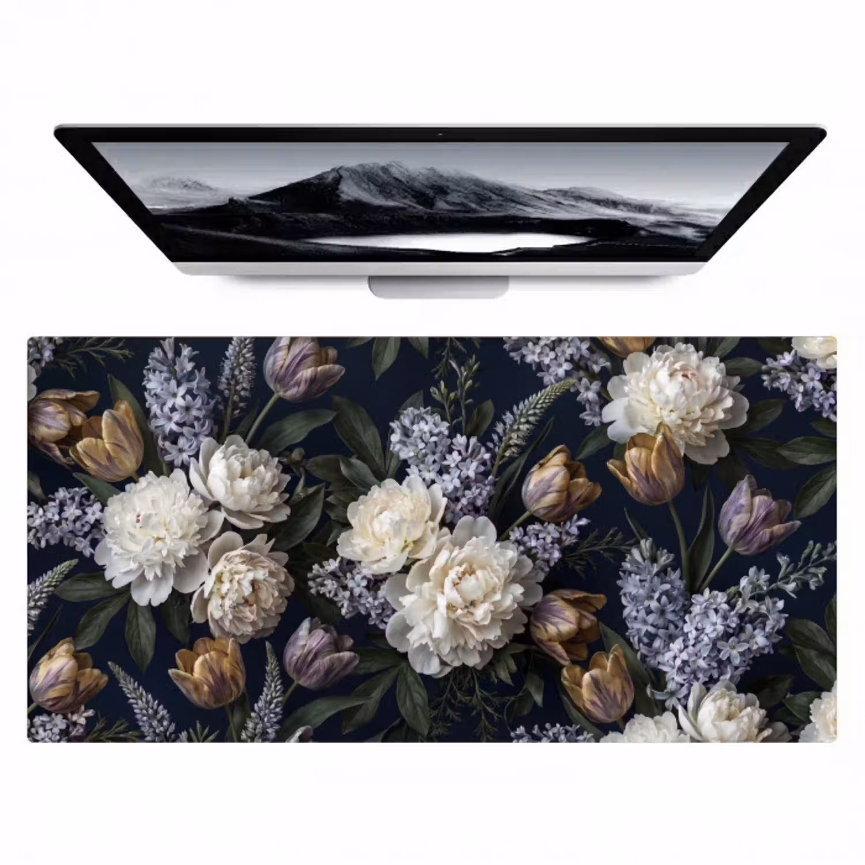 Bloemen - Donker - Elegant - Natuur - Wit Muismat XXL klein -zzz3d