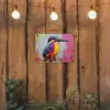 Ijsvogel - Roze - Tak - Penseelstreken tuinposter los doek klein -sfeer1