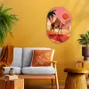 Kameel - Pyramides - Rode zon Wandcirkel Ovaal Forex klein -sfeer4