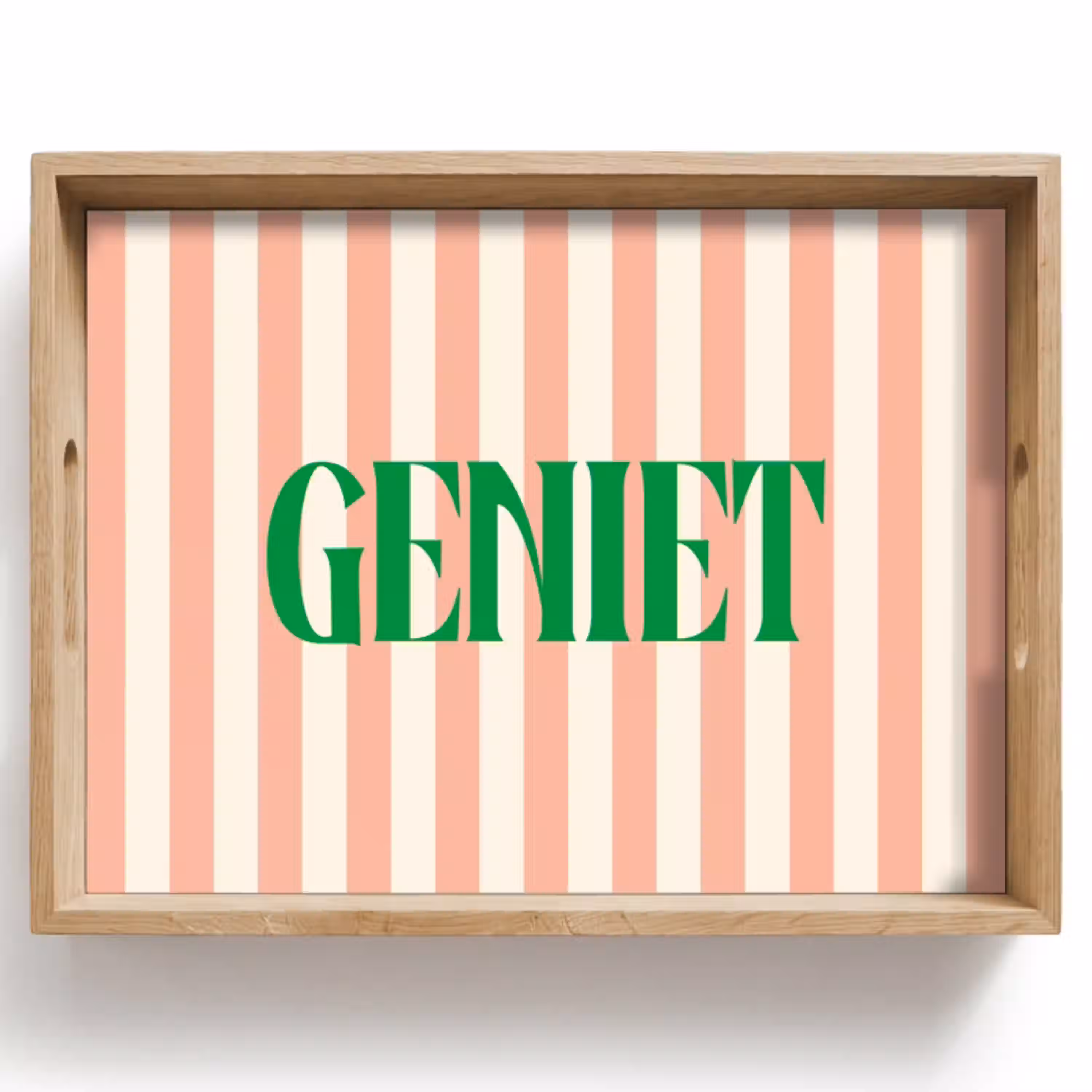 Zachtroze - Groen - Strepen - Geniet Dienblad Rechthoek middel -z3d_shopping