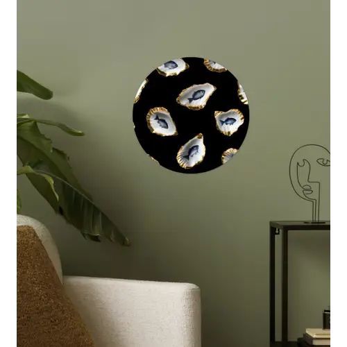 Oesters - Vissen - Blauw - Goud Wandcirkel behangsticker klein -sfeer2