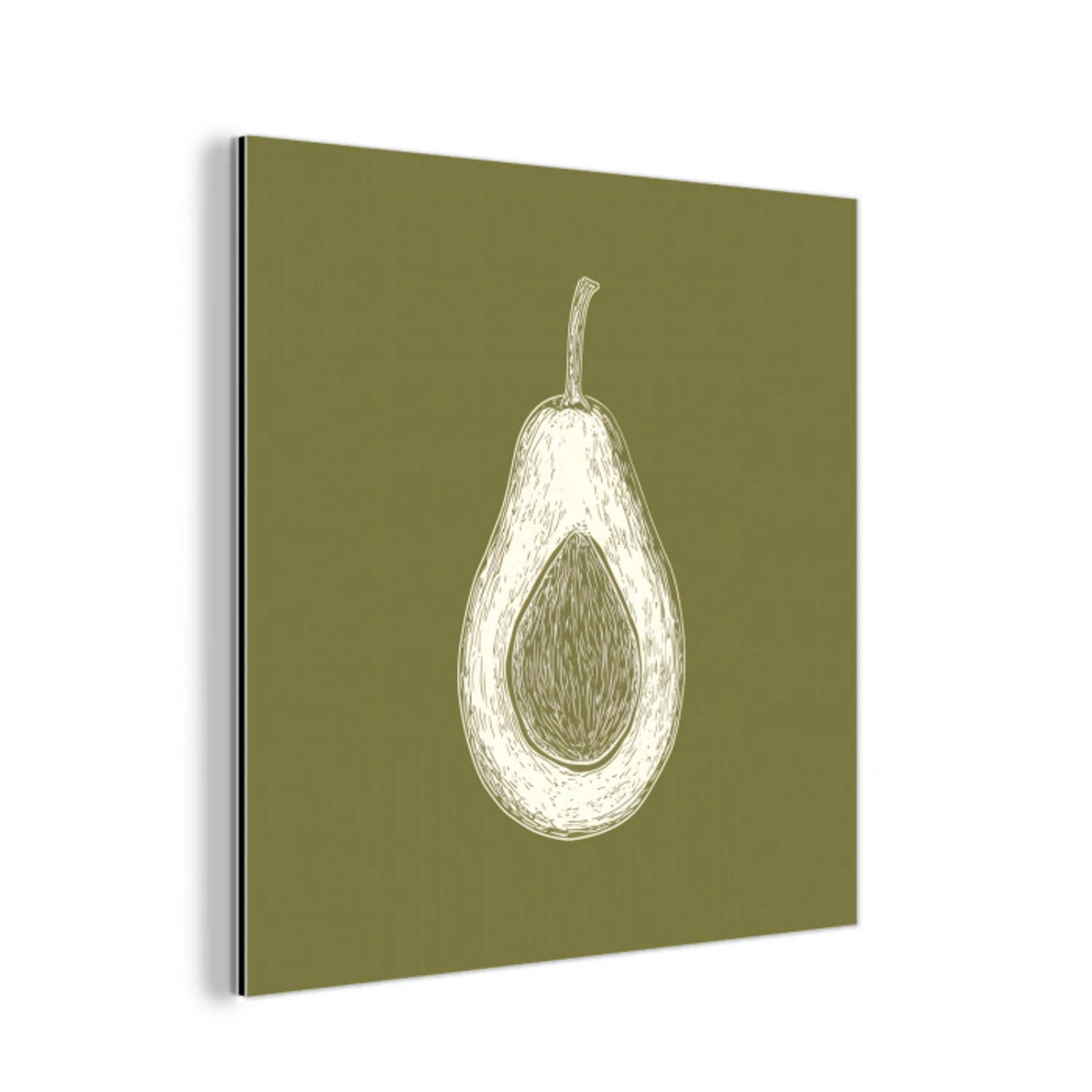 Avocado - Minimalistisch - Illustratie - Groen aluminium wit klein -3d