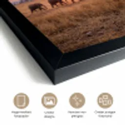 Olifanten - Savanne - Zonsondergang - Afrika - Warm fotolijst zwart zonder passe partout klein -sfeer2