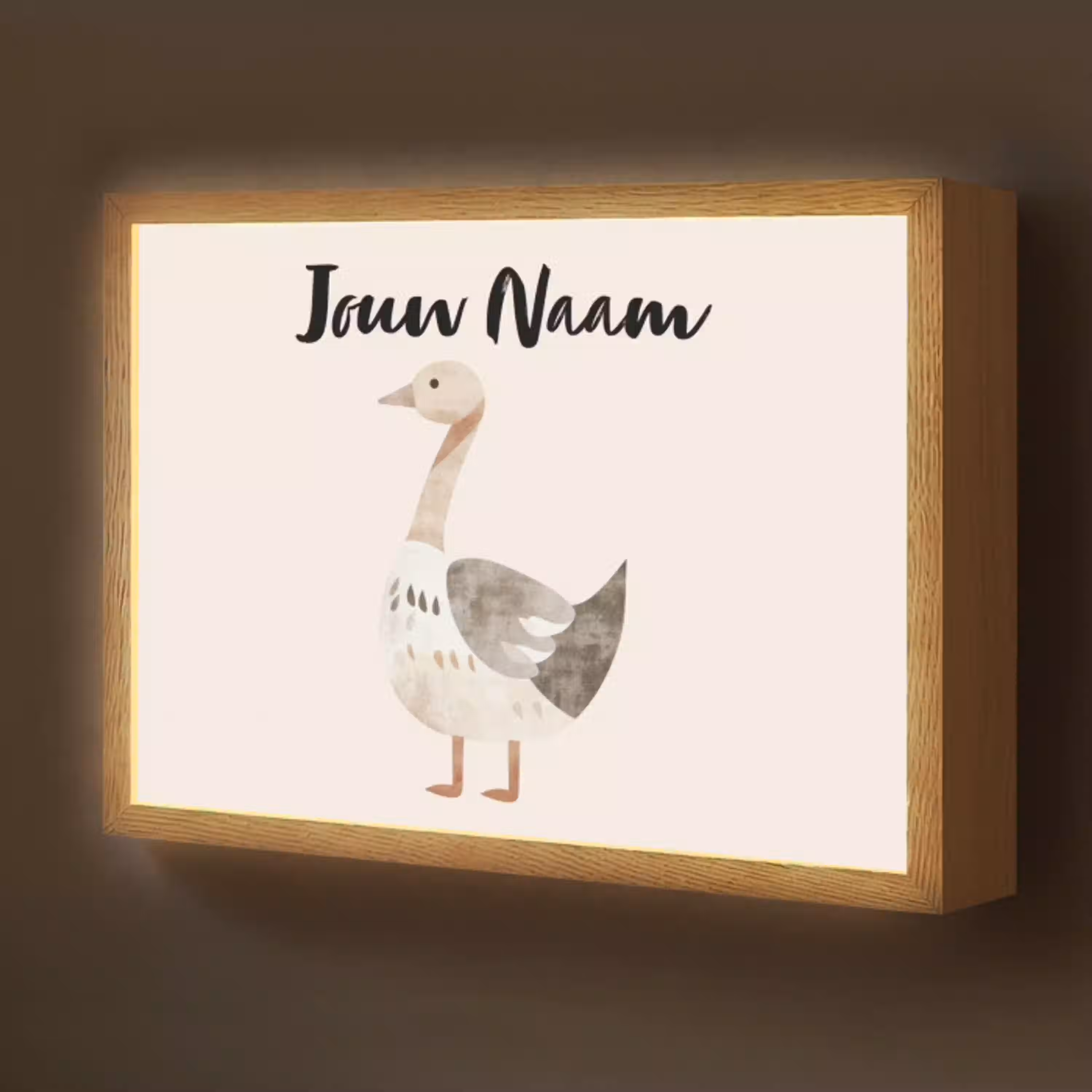 Gans - Dier - Pastel kleuren Light Box met batterij (Wandlamp kind) middel -z3d_website