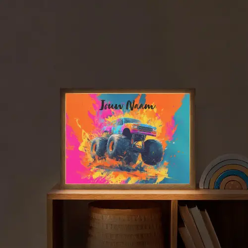 Monstertruck - Abstract - Verfspatten - Kleurrijk Light Box met batterij (Wandlamp kind) middel -sfeer1_kind