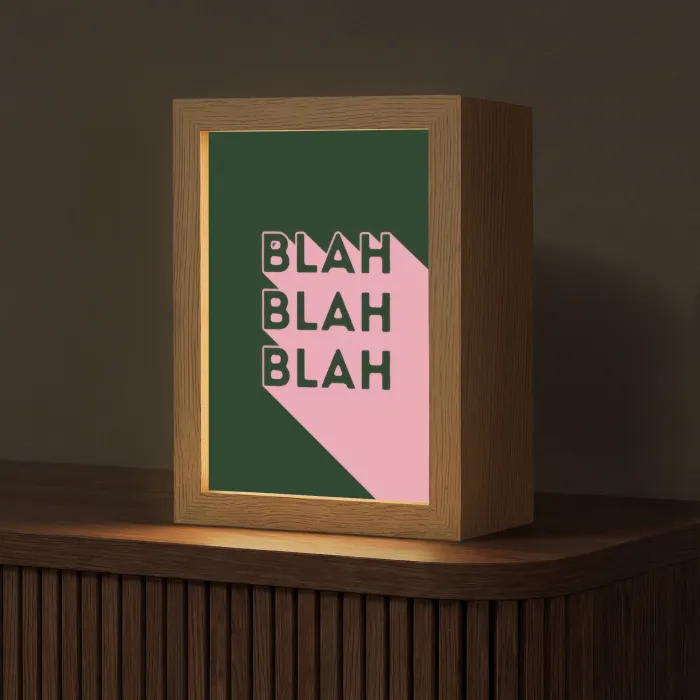 Donkergroen - Tekst - Schaduw - Grafisch Light Box met kabel (Tafellamp) klein -z3d_website