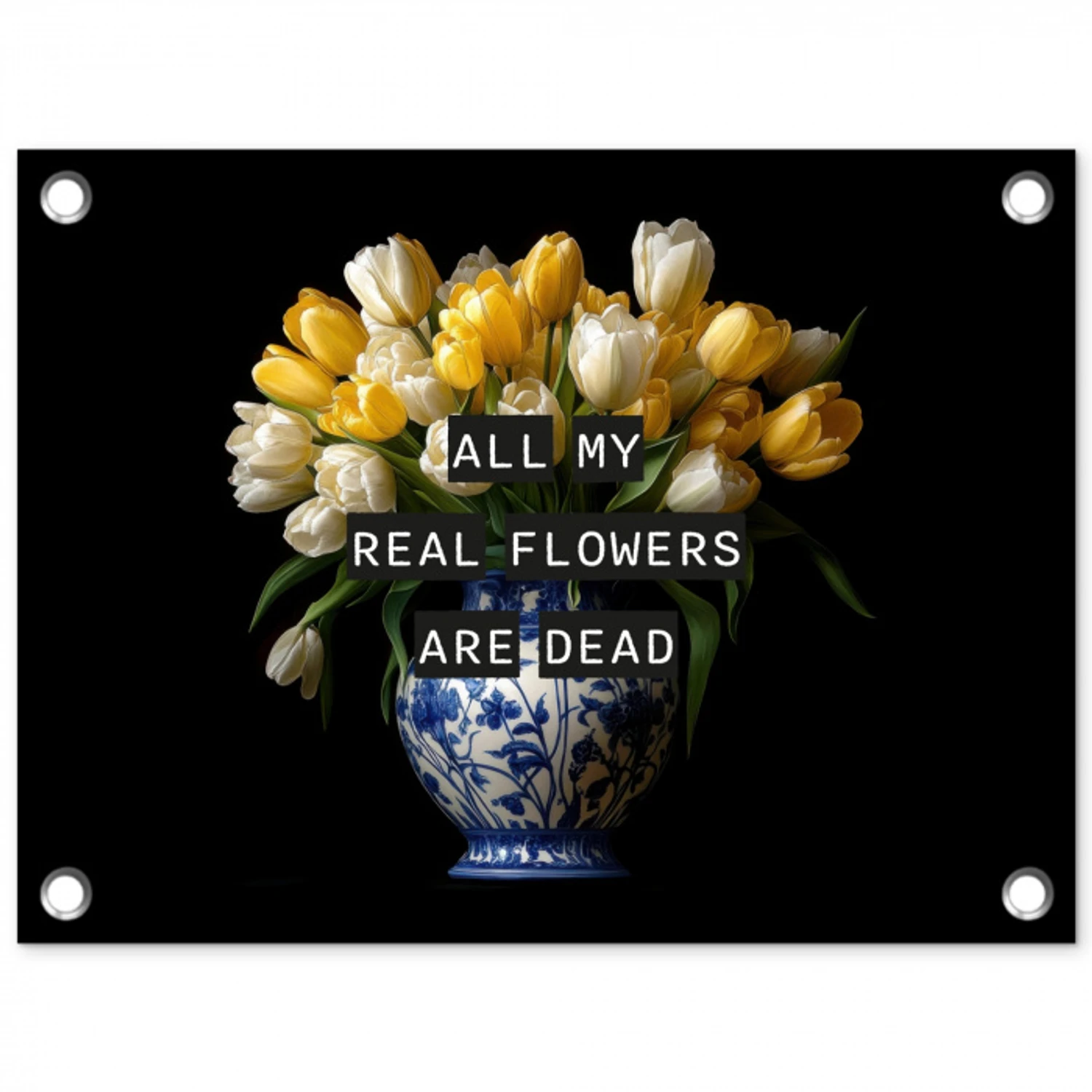Quotes - Bloem - Tulp - Geel tuinposter los doek klein -3d