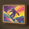 Snowboarden - Sneeuw - Kleurrijk Light Box met batterij (Wandlamp kind) middel -z3d_website
