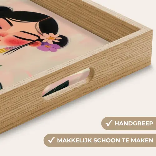 Vrouw - Bloemen - Pastel Dienblad Rechthoek middel -USP_HandgreepNL