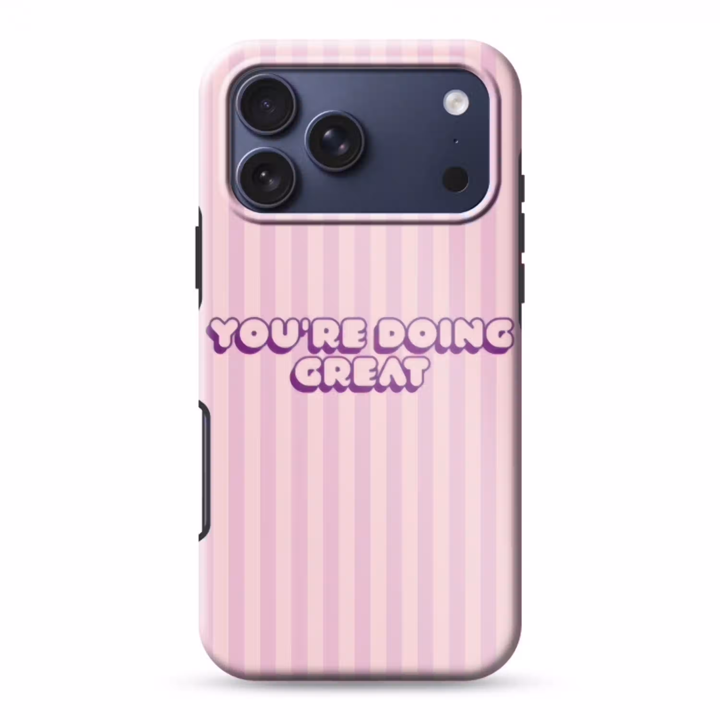 Paars - Strepen - You're doing great - Schaduw Toughcase MagSafe Apple iPhone 17 Pro Max klein -3d