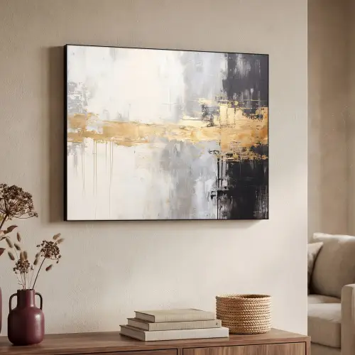 Goud - Luxe - Acryl - Kunst Textielframe zwart klein -sfeer3