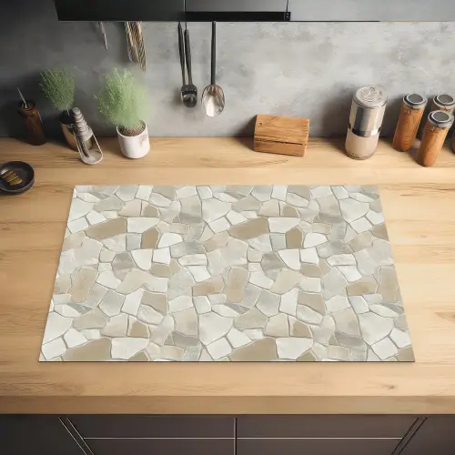 Mozaïek - Stenen - Beige Inductie beschermer vinyl 3mm klein 276 -sfeer5