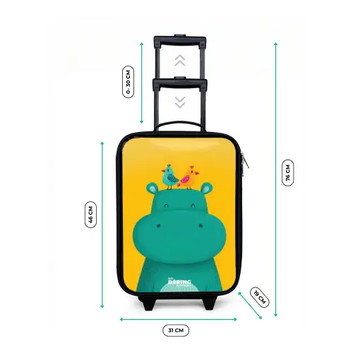 Nijlpaard - Vogels - Geel Kinderkoffer - Zwart klein -productfoto_formaten