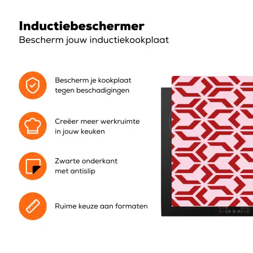 Roze - Rood - Geometrisch - Patroon Inductie beschermer vinyl 3mm klein 276 -zzzzzzz-td-ups