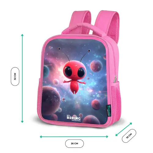 Rood Ruimtewezen in Kosmische Dans Kinderrugzak - Roze middel -productfoto_formaten