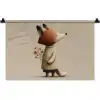 Vos - Gele bloemen - Minimalistisch Wandkleed katoen klein -zz3d