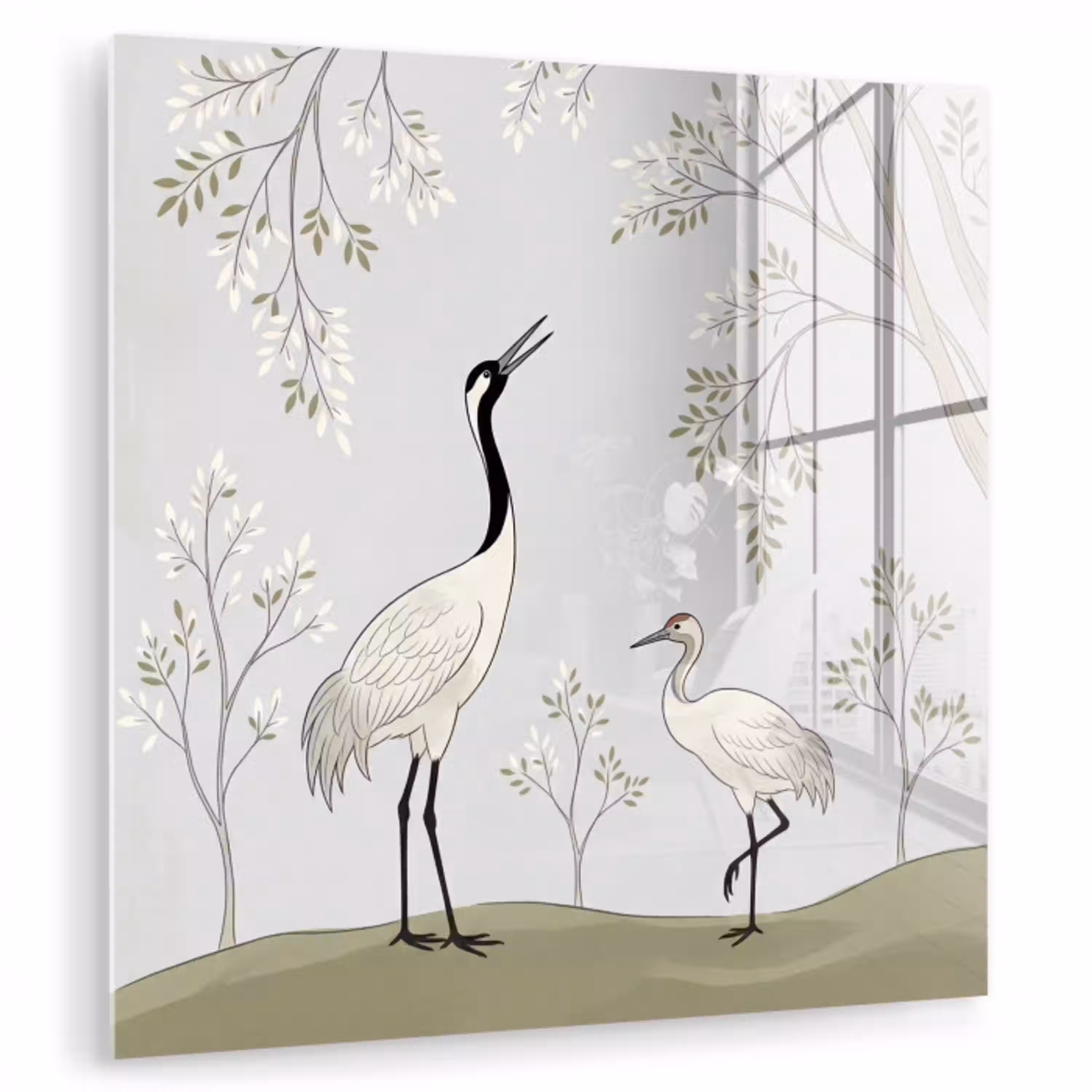 Minimalistisch - Kraanvogels - Blauw plexiglas 5mm klein -zzzproduct_nieuw